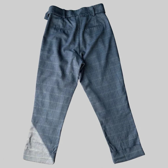 Frank And Oak Checked Pleated High Waist Cuffed Pants  With Belt - Picture 11 of 13